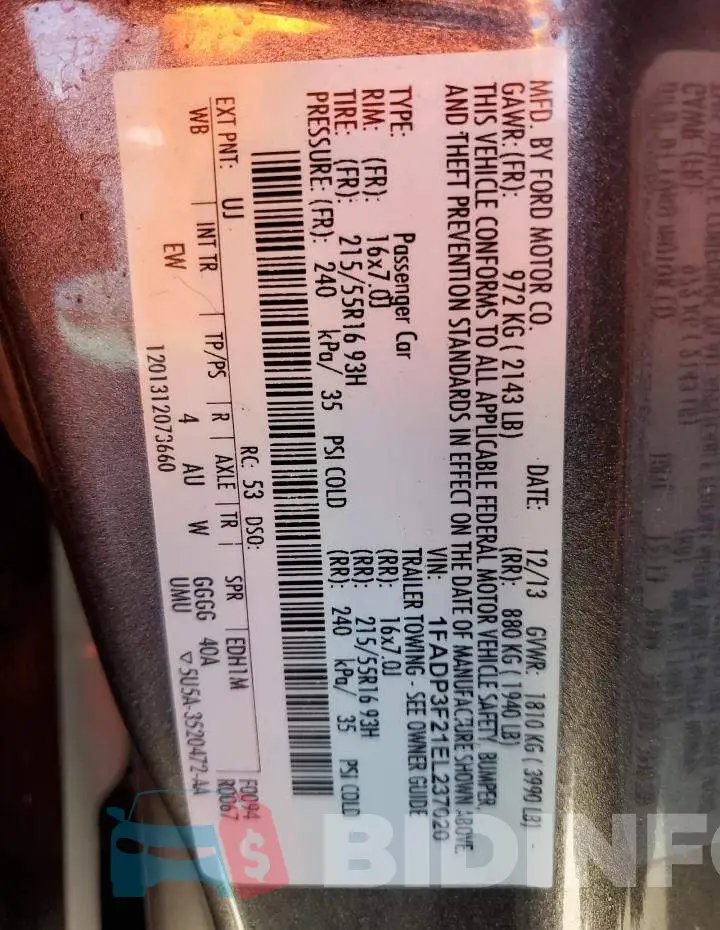 1FADP3F21EL237020 Photo# 12