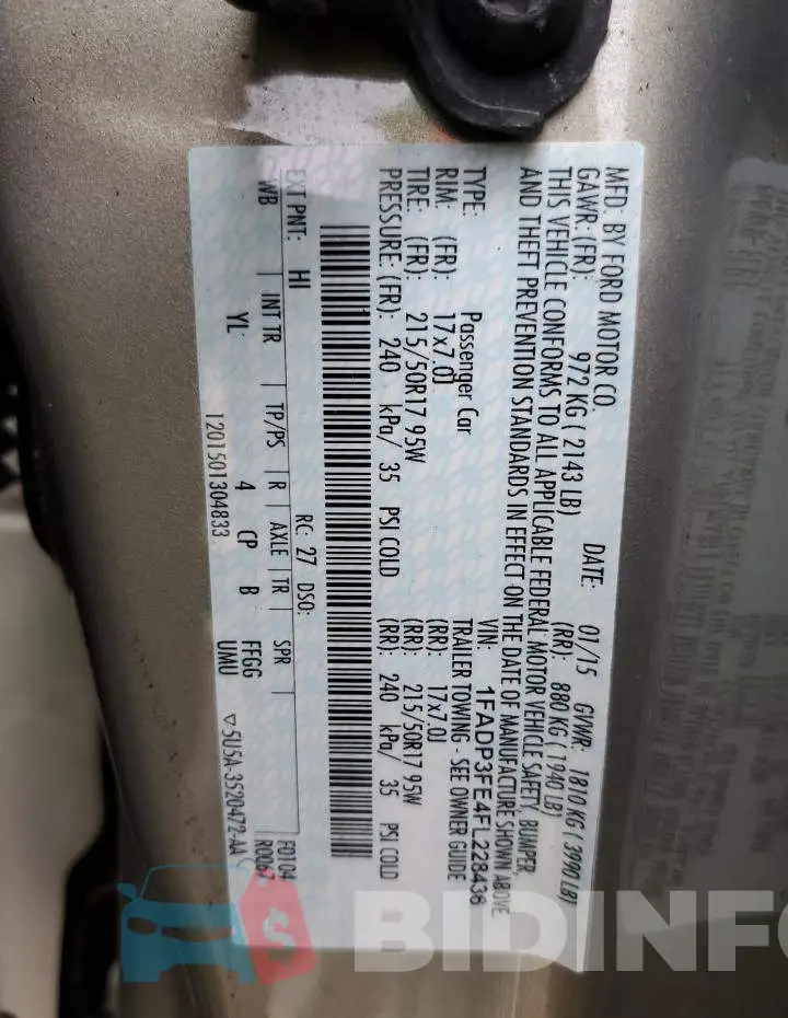 1FADP3FE4FL228436 Photo# 12