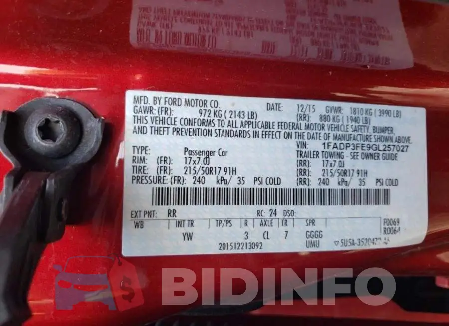1FADP3FE9GL257027 Photo# 12