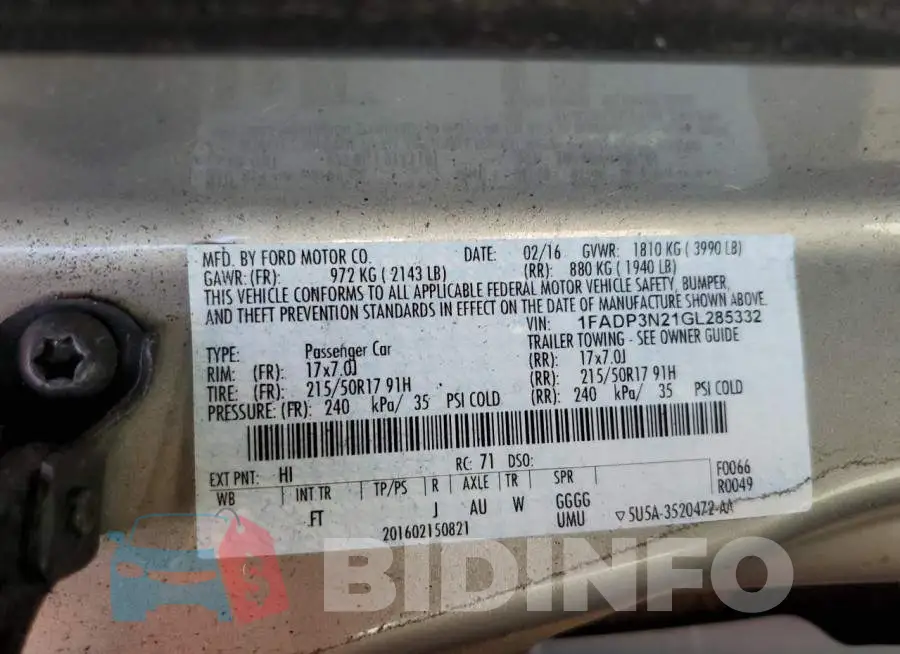 1FADP3N21GL285332 Photo# 12
