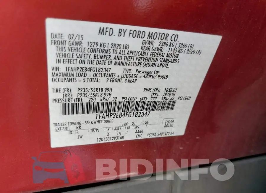 1FAHP2E84FG182347 Photo# 12