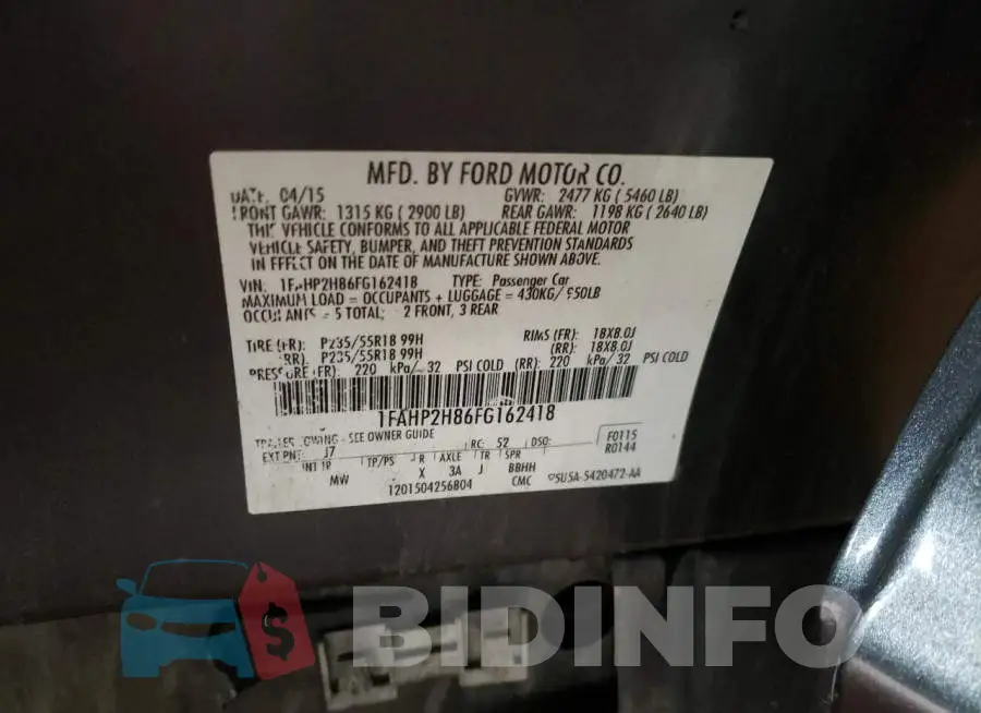 1FAHP2H86FG162418 Photo# 13