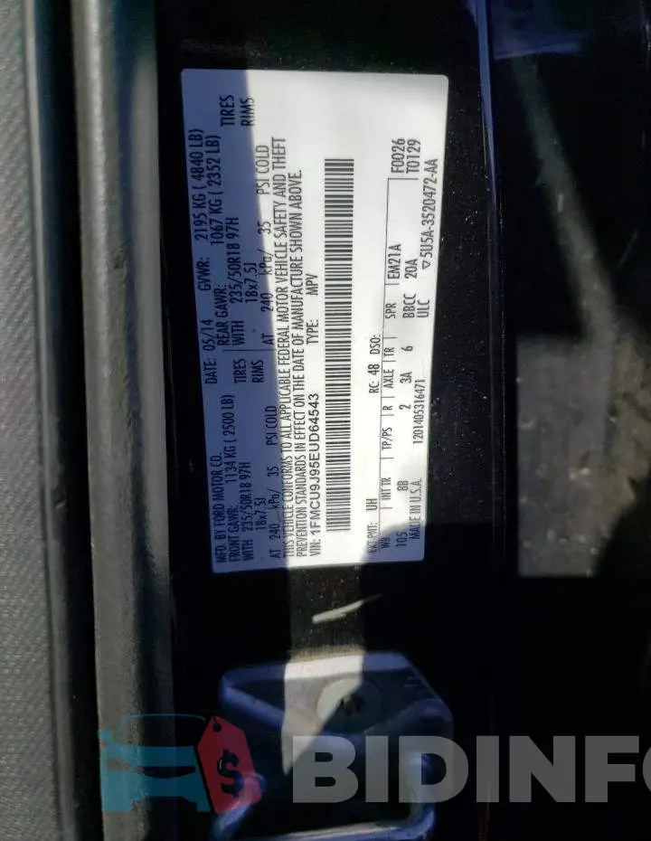 1FMCU9J95EUD64543 Photo# 13