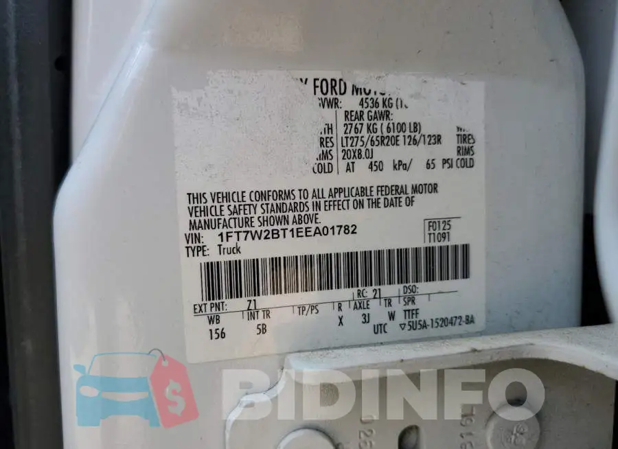 1FT7W2BT1EEA01782 Photo# 13