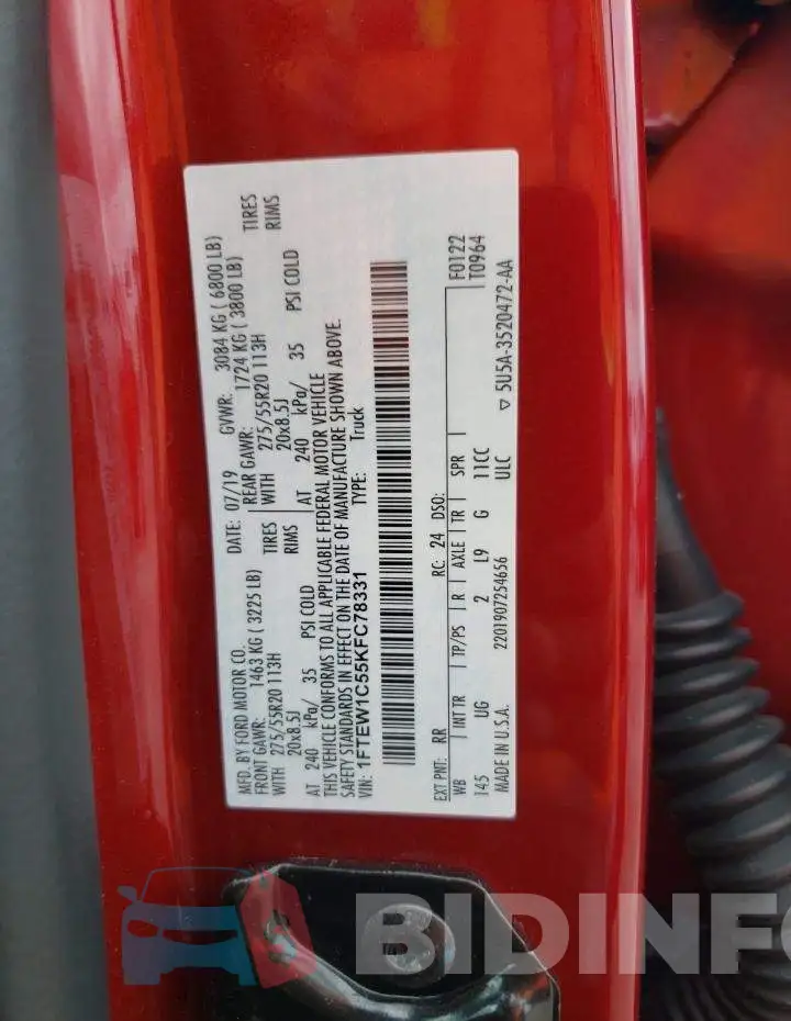 1FTEW1C55KFC78331 Photo# 12