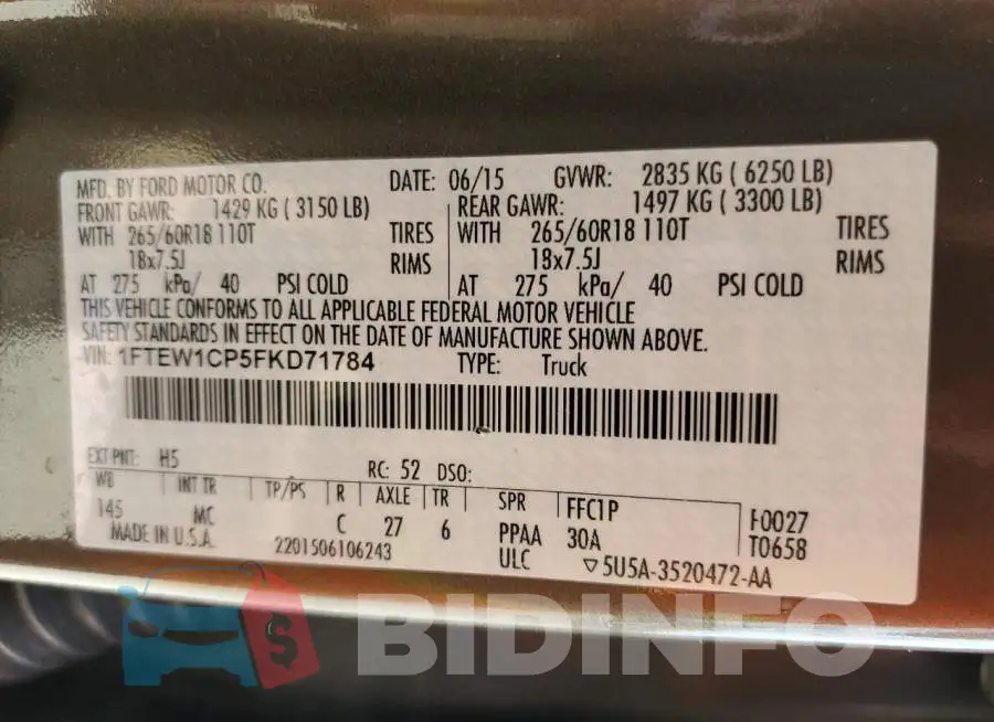 1FTEW1CP5FKD71784 Photo# 12