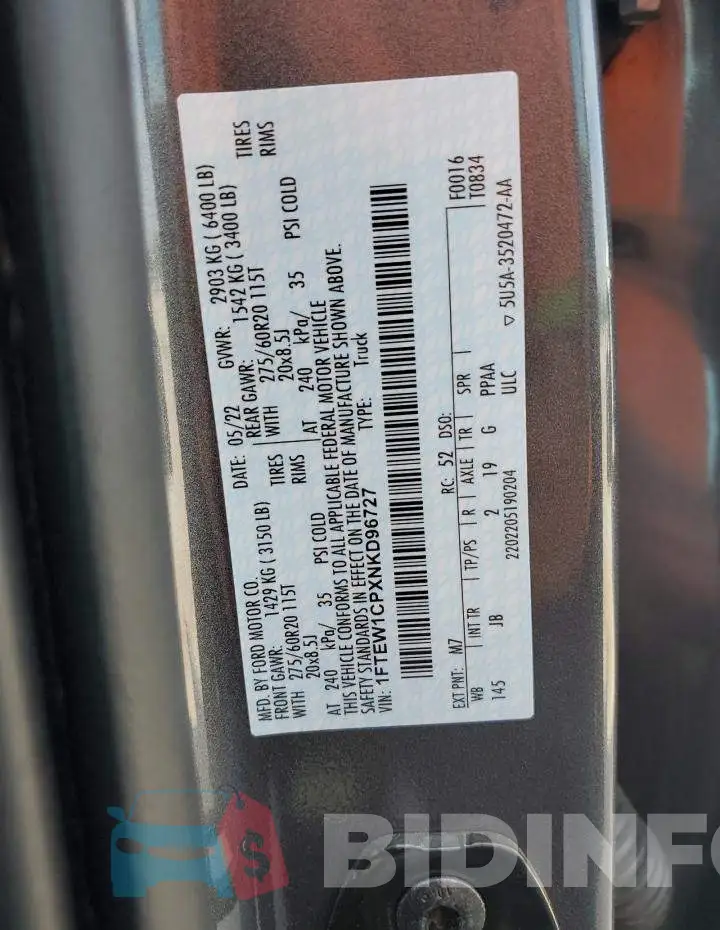 1FTEW1CPXNKD96727 Photo# 12