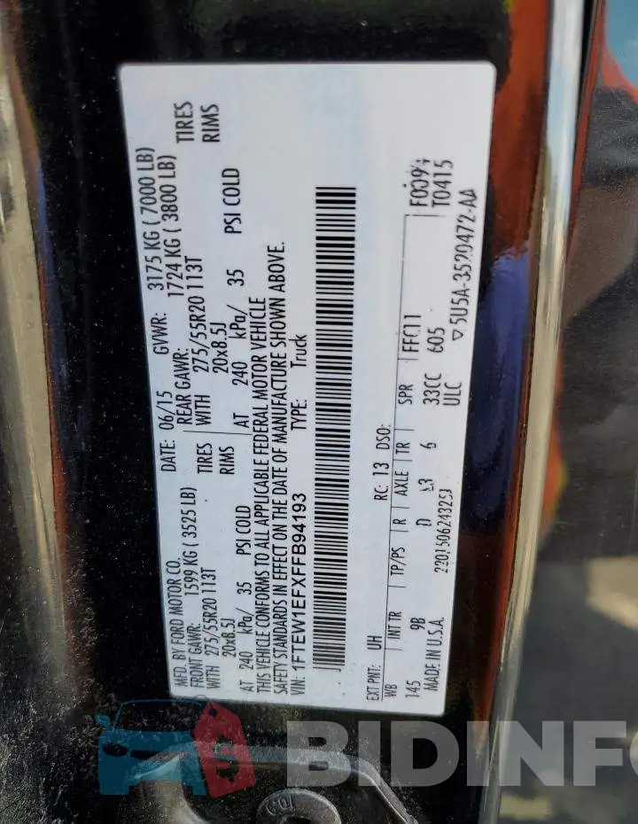 1FTEW1EFXFFB94193 Photo# 13