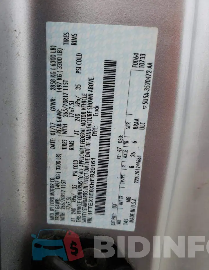 1FTEX1E8XHFB20161 Photo# 12