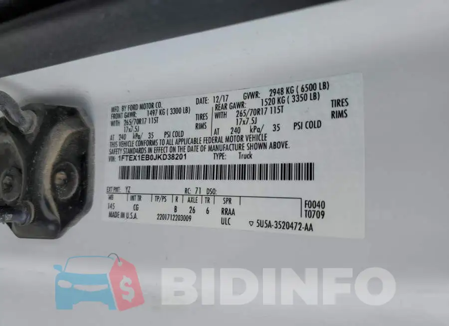 1FTEX1EB0JKD38201 Photo# 12