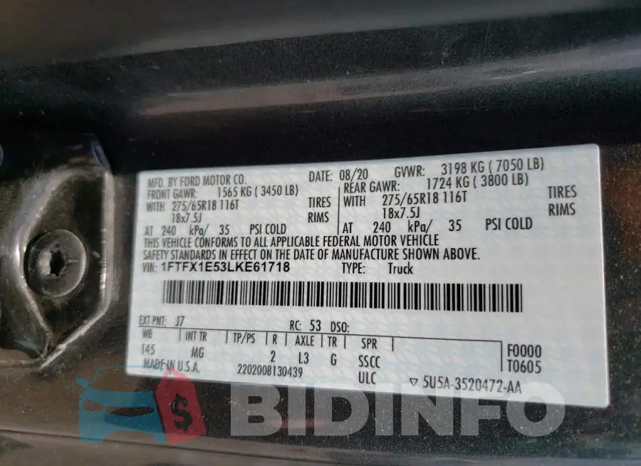 1FTFX1E53LKE61718 Photo# 13