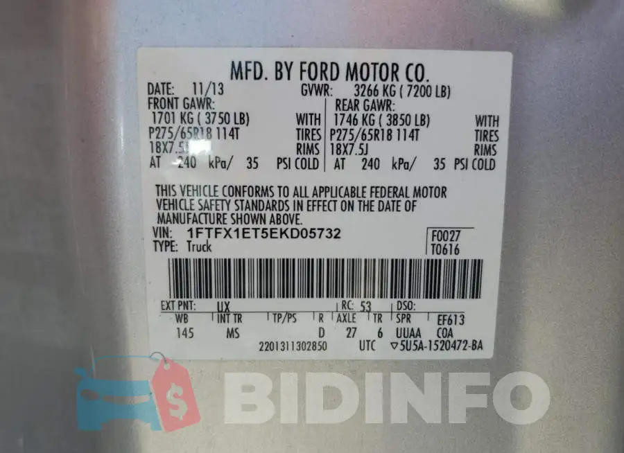 1FTFX1ET5EKD05732 Photo# 12
