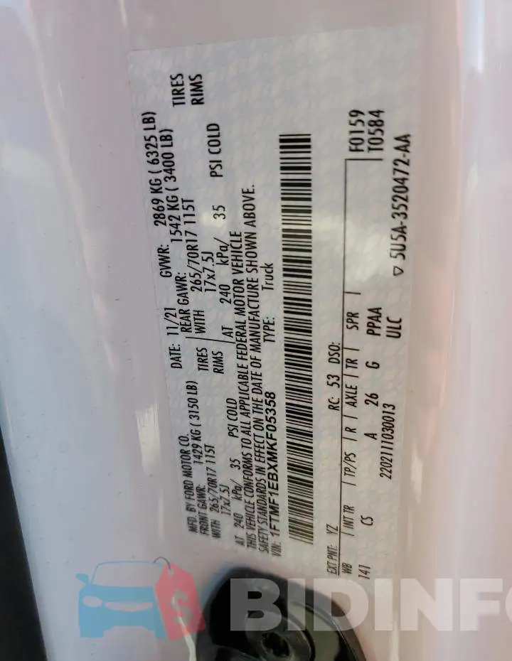 1FTMF1EBXMKF05358 Photo# 12