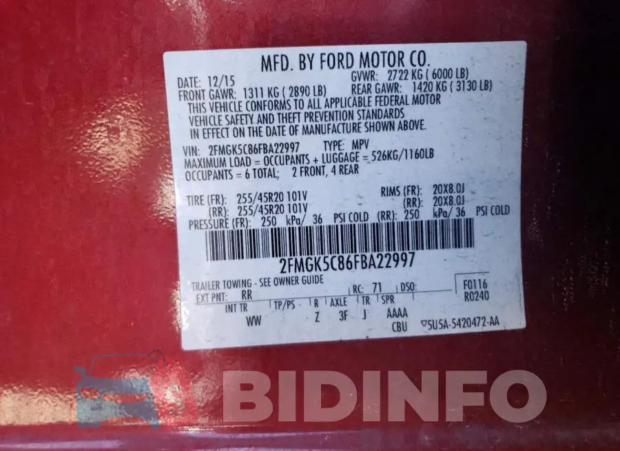 2FMGK5C86FBA22997 Photo# 13