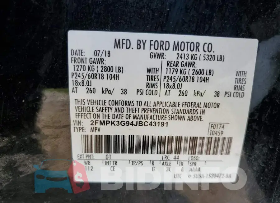 2FMPK3G94JBC43191 Photo# 13