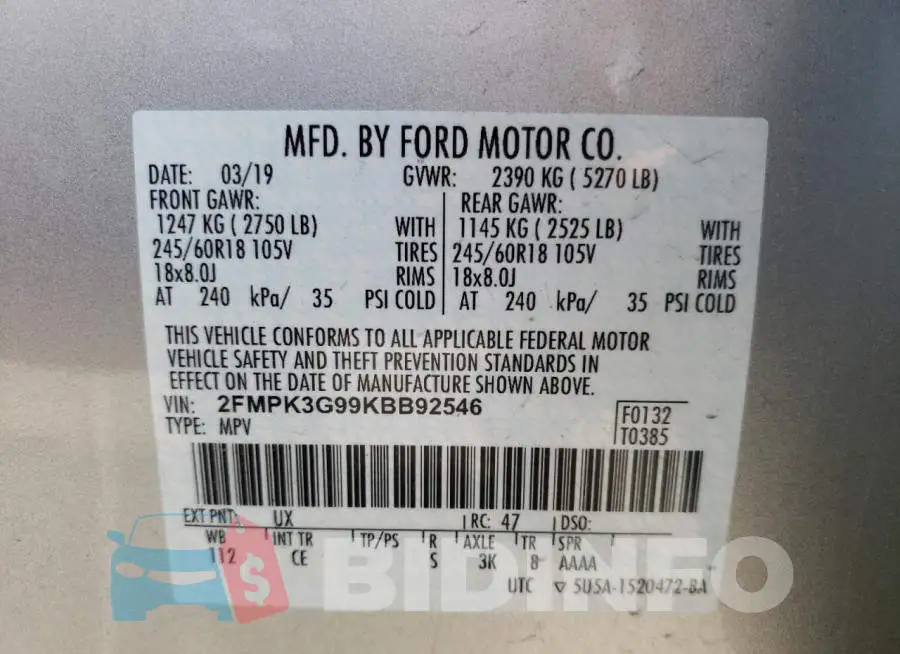 2FMPK3G99KBB92546 Photo# 13