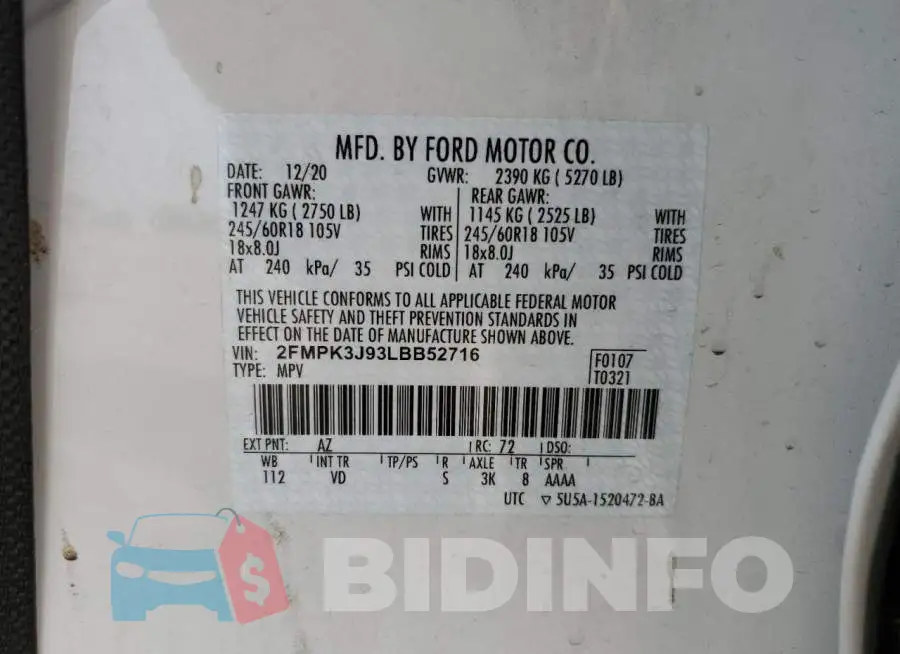 2FMPK3J93LBB52716 Photo# 12