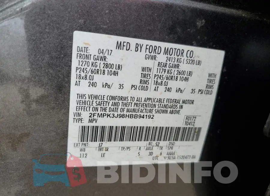 2FMPK3J98HBB94192 Photo# 13