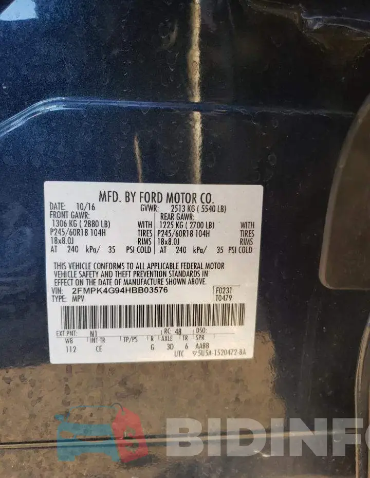 2FMPK4G94HBB03576 Photo# 13