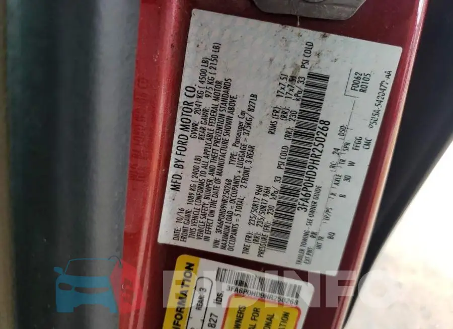 3FA6P0HD9HR250268 Photo# 12
