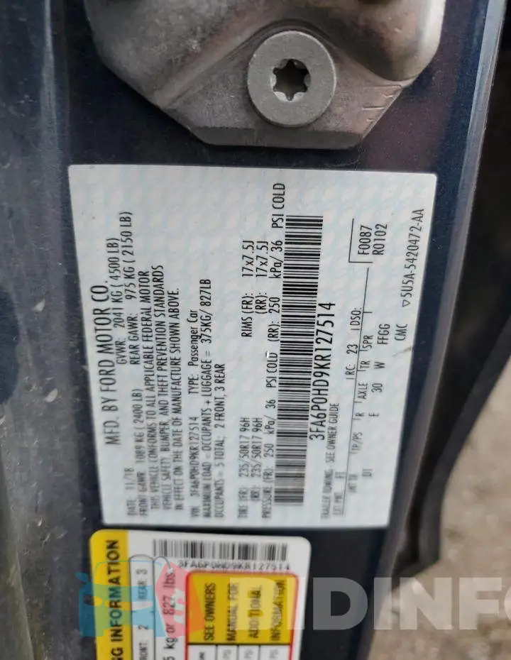 3FA6P0HD9KR127514 Photo# 12
