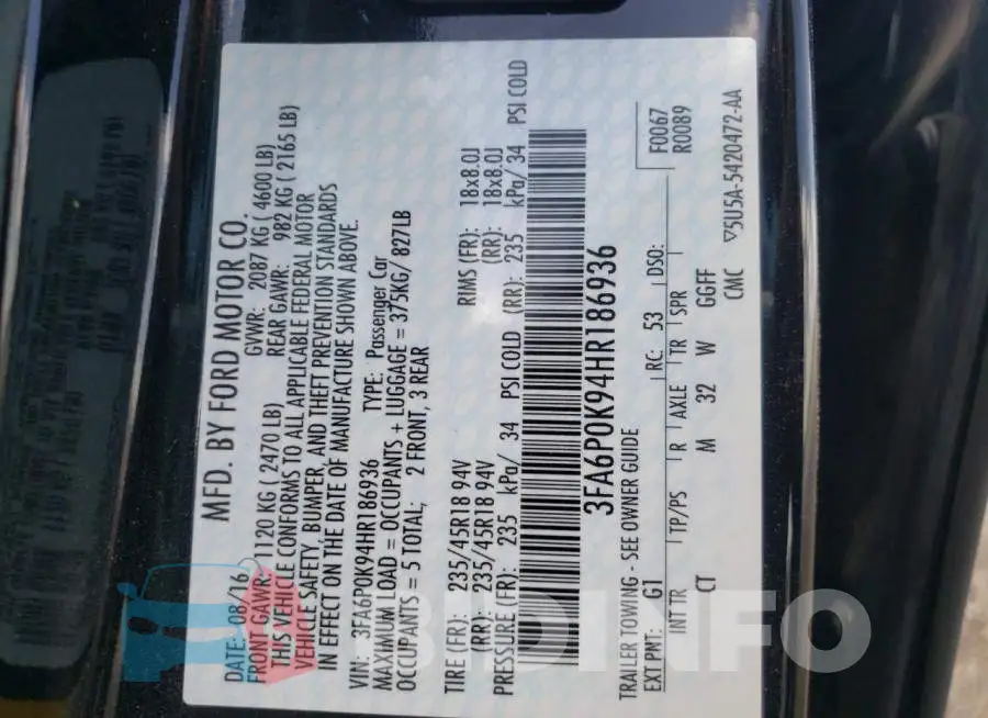 3FA6P0K94HR186936 Photo# 13