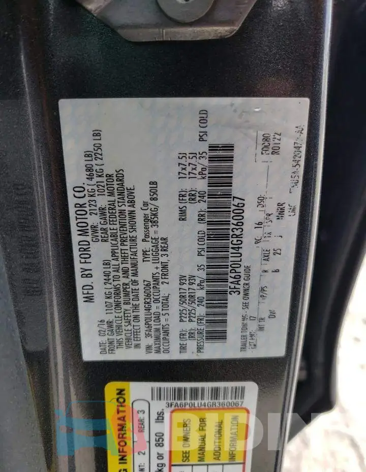 3FA6P0LU4GR360067 Photo# 12