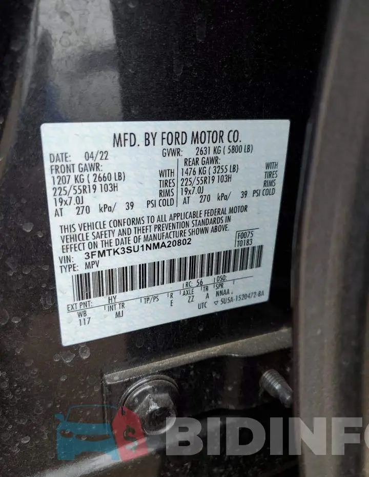 3FMTK3SU1NMA20802 Photo# 12