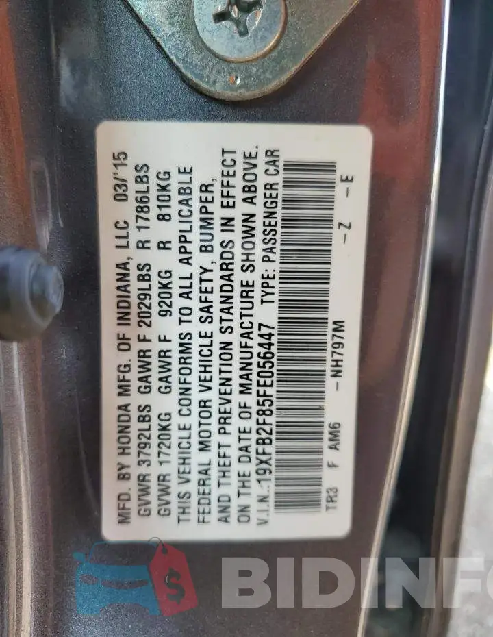 19XFB2F85FE056447 Photo# 12