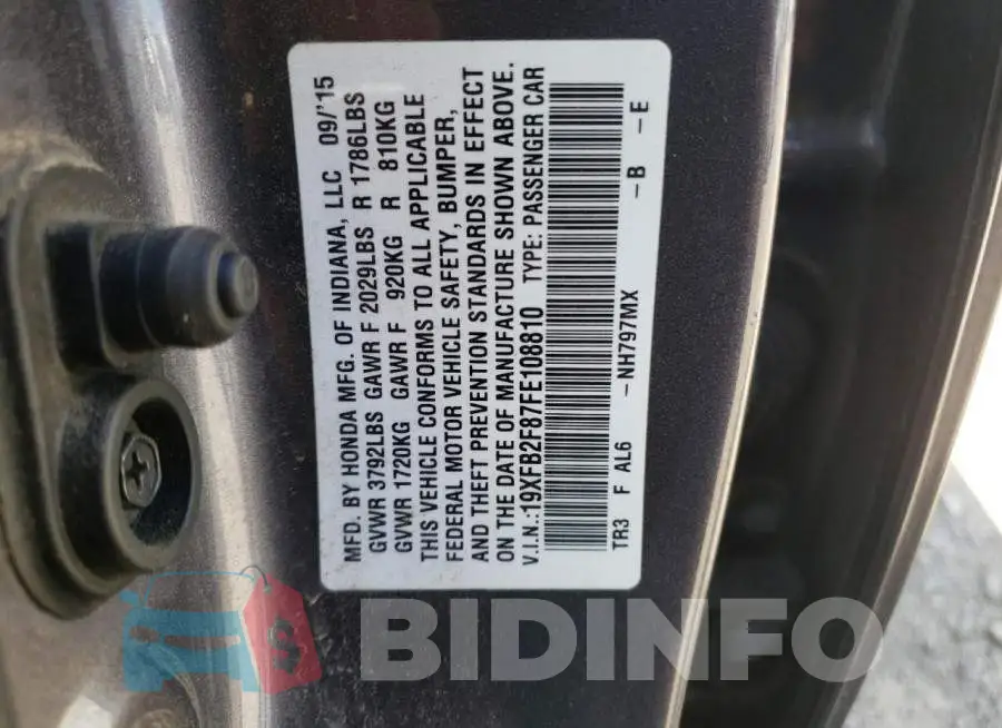 19XFB2F87FE108810 Photo# 12