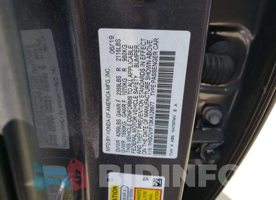 1HGCV1F13KA126677 Photo# 12