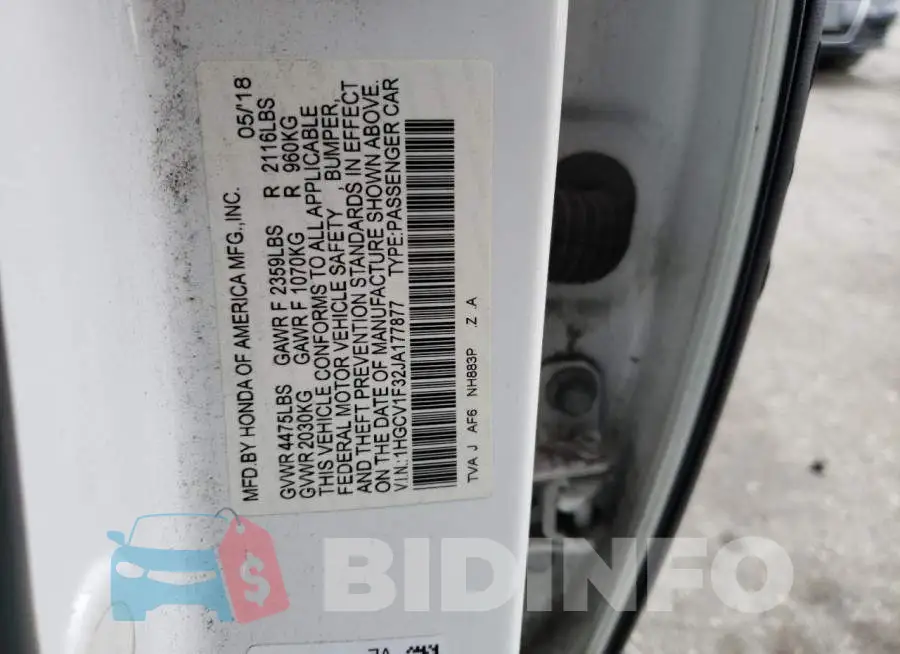 1HGCV1F32JA177877 Photo# 12