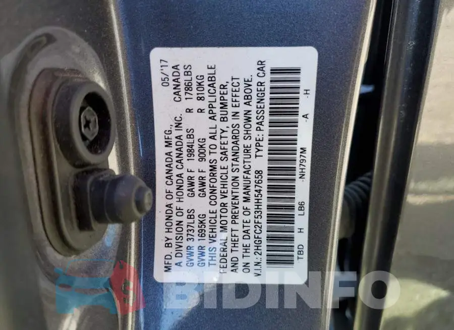2HGFC2F53HH547658 Photo# 12