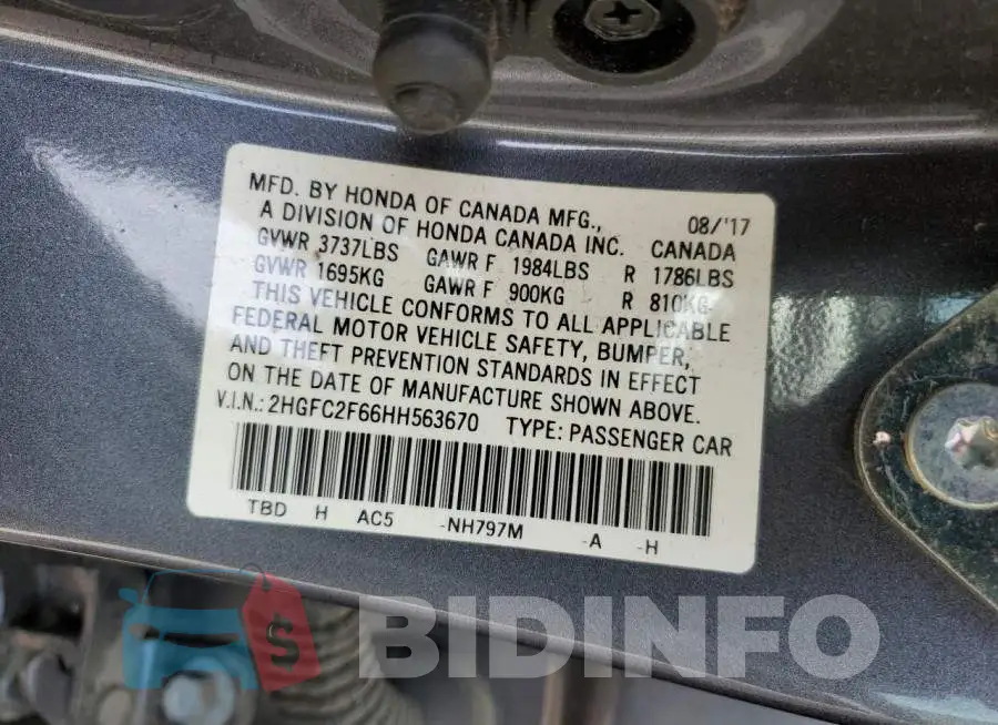2HGFC2F66HH563670 Photo# 12