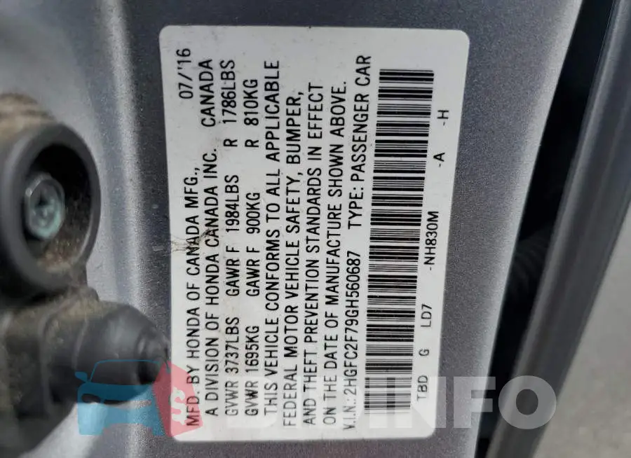 2HGFC2F79GH560687 Photo# 12