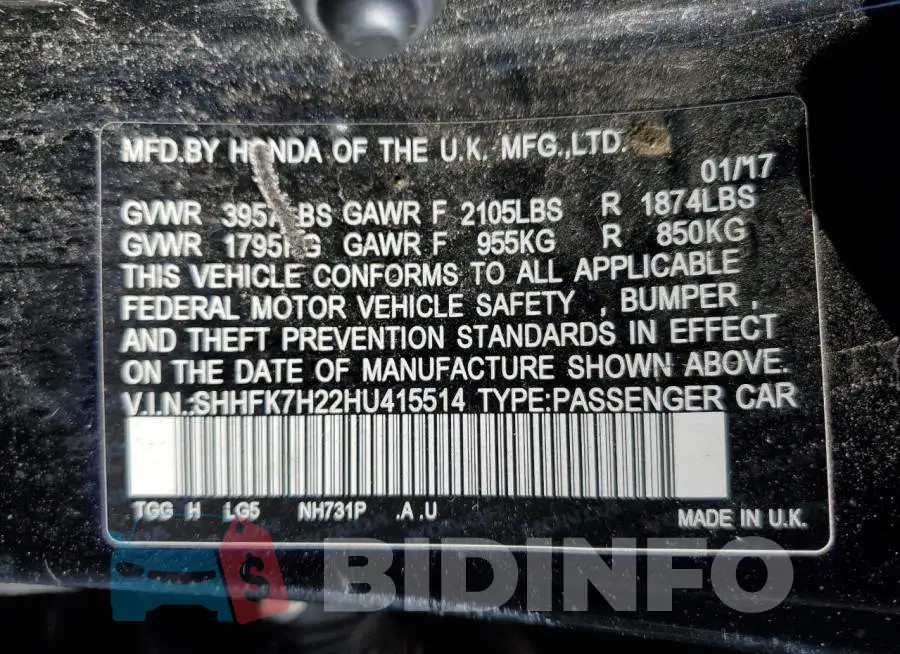 SHHFK7H22HU415514 Photo# 13