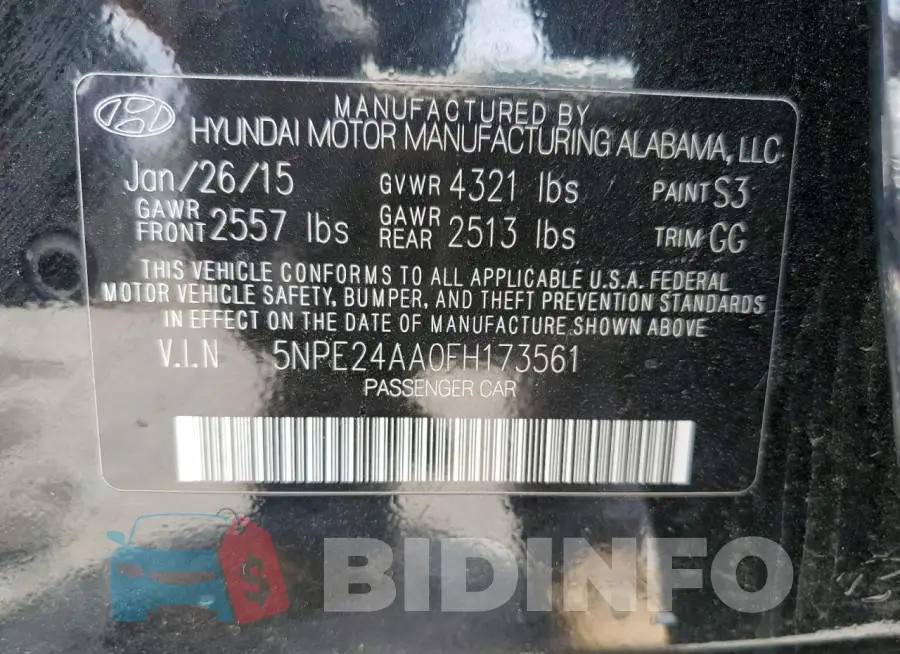 5NPE24AA0FH173561 Photo# 12