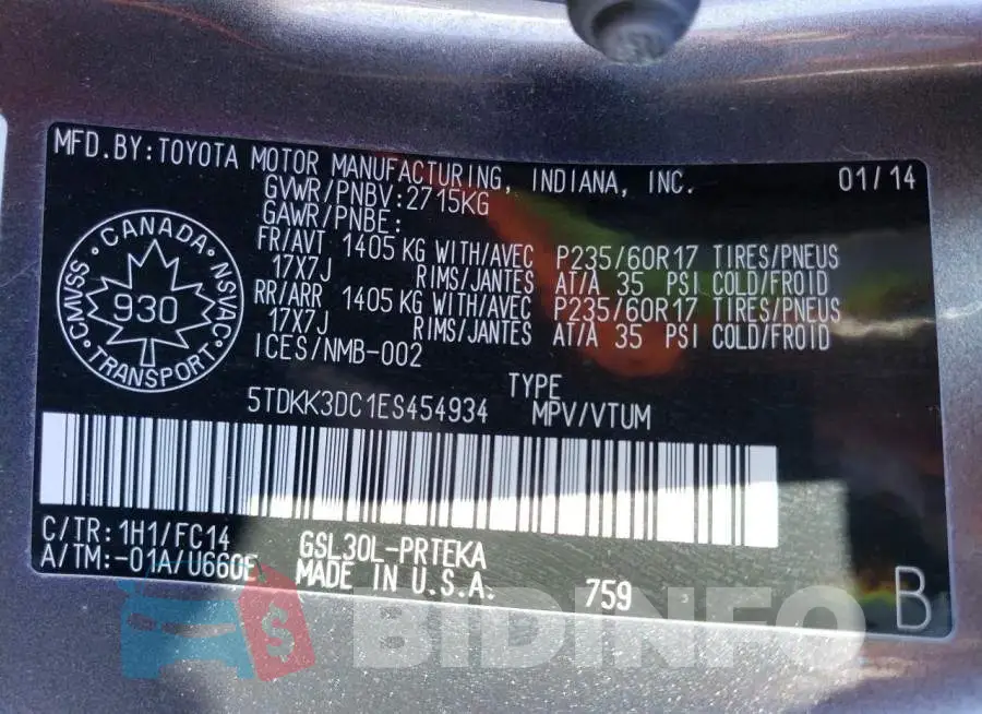 5TDKK3DC1ES454934 Photo# 13