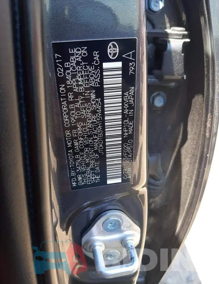JTDKDTB39H1594454 Photo# 12