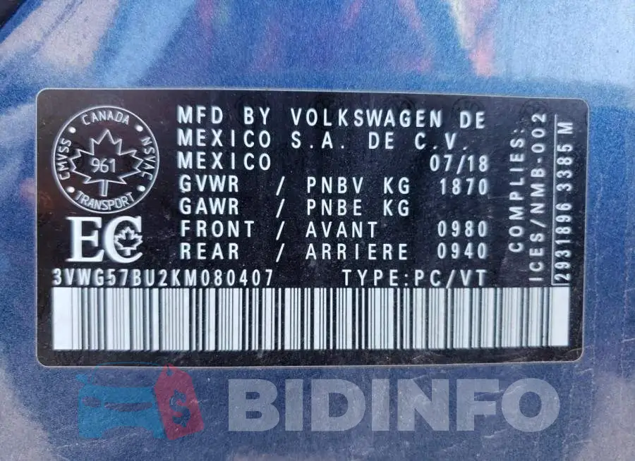 3VWG57BU2KM080407 Photo# 12