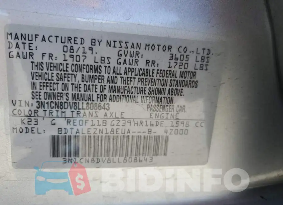 3N1CN8DV8LL808643 Photo# 12