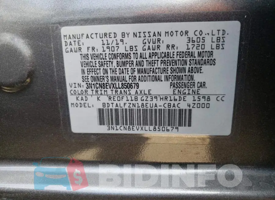 3N1CN8EVXLL850679 Photo# 13