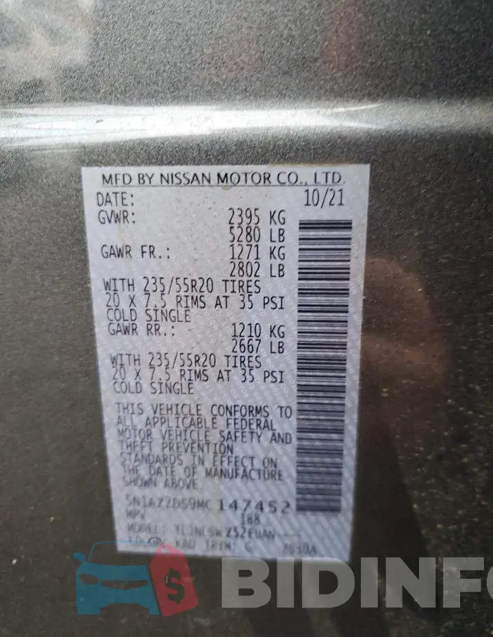 5N1AZ2DS9MC147452 Photo# 13