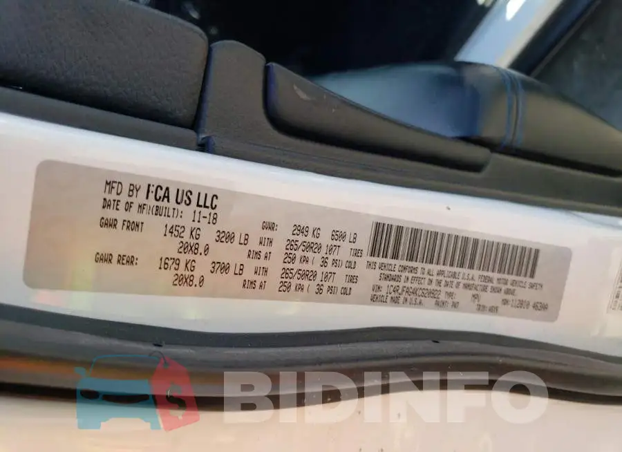 1C4RJFAG4KC620922 Photo# 13