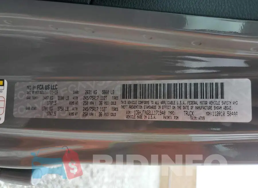 1C6HJTAG2LL171940 Photo# 12
