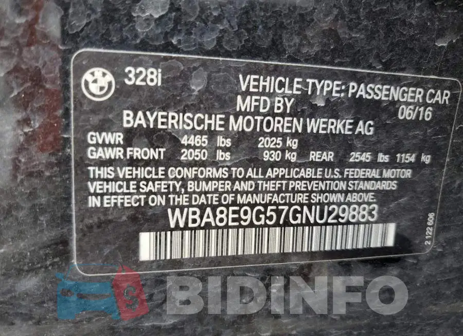 WBA8E9G57GNU29883 Photo# 12