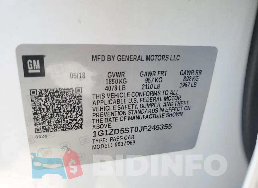 1G1ZD5ST0JF245355 Photo# 12