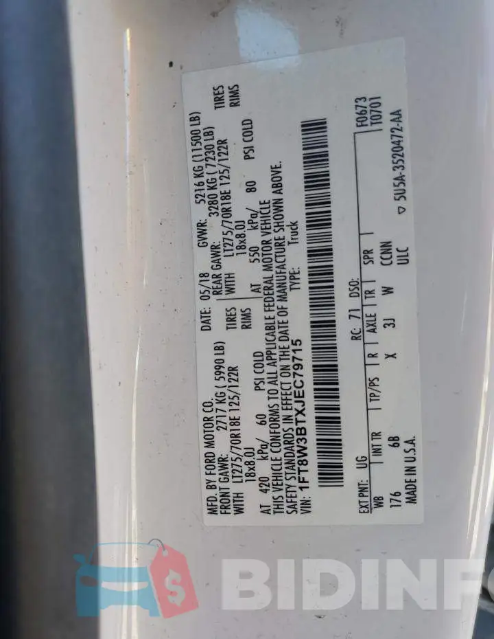 1FT8W3BTXJEC79715 Photo# 12