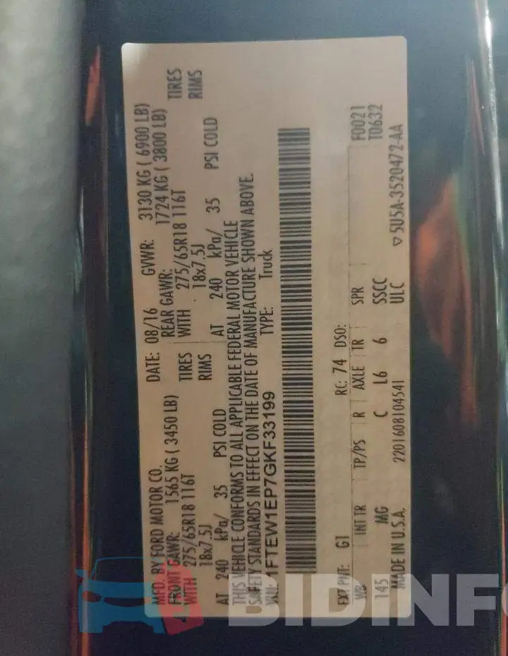 1FTEW1EP7GKF33199 Photo# 12
