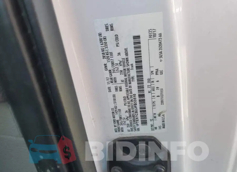 1FTEX1CB2JFB33510 Photo# 12